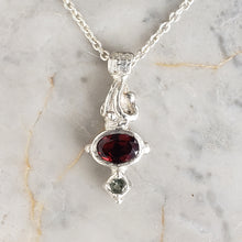 Load image into Gallery viewer, Alma Necklace in Silver, Garnet and Sapphire