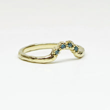 Load image into Gallery viewer, Blue Diamond Contour Band,10k Yellow Gold, Size 6.25