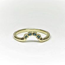 Load image into Gallery viewer, Blue Diamond Contour Band,10k Yellow Gold, Size 6.25