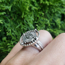 Load image into Gallery viewer, Beaded Circle Sacred Eye Ring, Sterling Silver