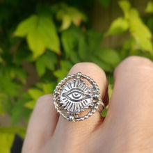 Load image into Gallery viewer, Beaded Circle Sacred Eye Ring, Sterling Silver