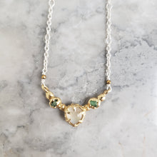 Load image into Gallery viewer, Moonstone and Tsavorite Garnet Necklace in Sterling Silver