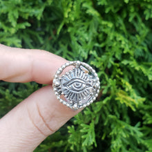 Load image into Gallery viewer, Beaded Circle Sacred Eye Ring, Sterling Silver