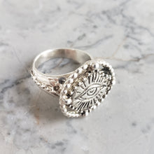 Load image into Gallery viewer, Beaded Circle Sacred Eye Ring, Sterling Silver