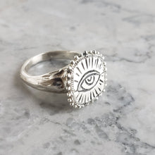 Load image into Gallery viewer, Raised Sacred Eye Ring, Sterling Silver