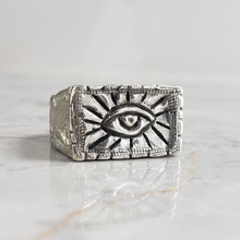 Load image into Gallery viewer, Square Sacred Eye Ring, Sterling Silver
