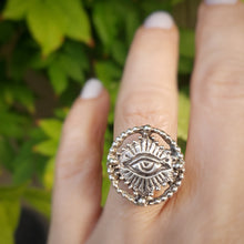 Load image into Gallery viewer, Beaded Circle Sacred Eye Ring, Sterling Silver