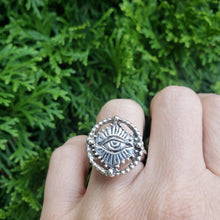 Load image into Gallery viewer, Beaded Circle Sacred Eye Ring, Sterling Silver