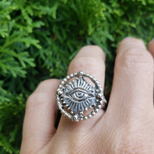Load image into Gallery viewer, Beaded Circle Sacred Eye Ring, Sterling Silver