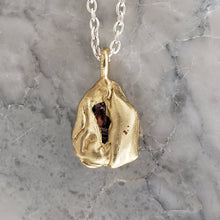 Load image into Gallery viewer, Rough Garnet Necklace in Bronze and Sterling Silver