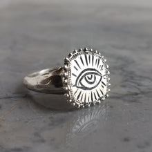 Load image into Gallery viewer, Raised Sacred Eye Ring, Sterling Silver