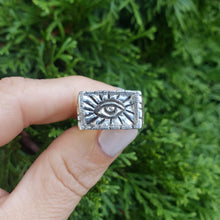 Load image into Gallery viewer, Square Sacred Eye Ring, Sterling Silver