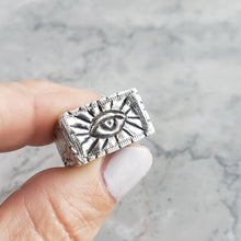 Load image into Gallery viewer, Square Sacred Eye Ring, Sterling Silver