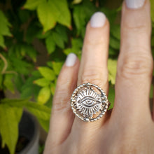 Load image into Gallery viewer, Beaded Circle Sacred Eye Ring, Sterling Silver