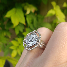 Load image into Gallery viewer, Beaded Circle Sacred Eye Ring, Sterling Silver