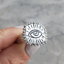 Load image into Gallery viewer, Raised Sacred Eye Ring, Sterling Silver