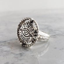 Load image into Gallery viewer, Beaded Circle Sacred Eye Ring, Sterling Silver