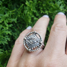 Load image into Gallery viewer, Beaded Circle Sacred Eye Ring, Sterling Silver