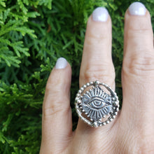 Load image into Gallery viewer, Beaded Circle Sacred Eye Ring, Sterling Silver