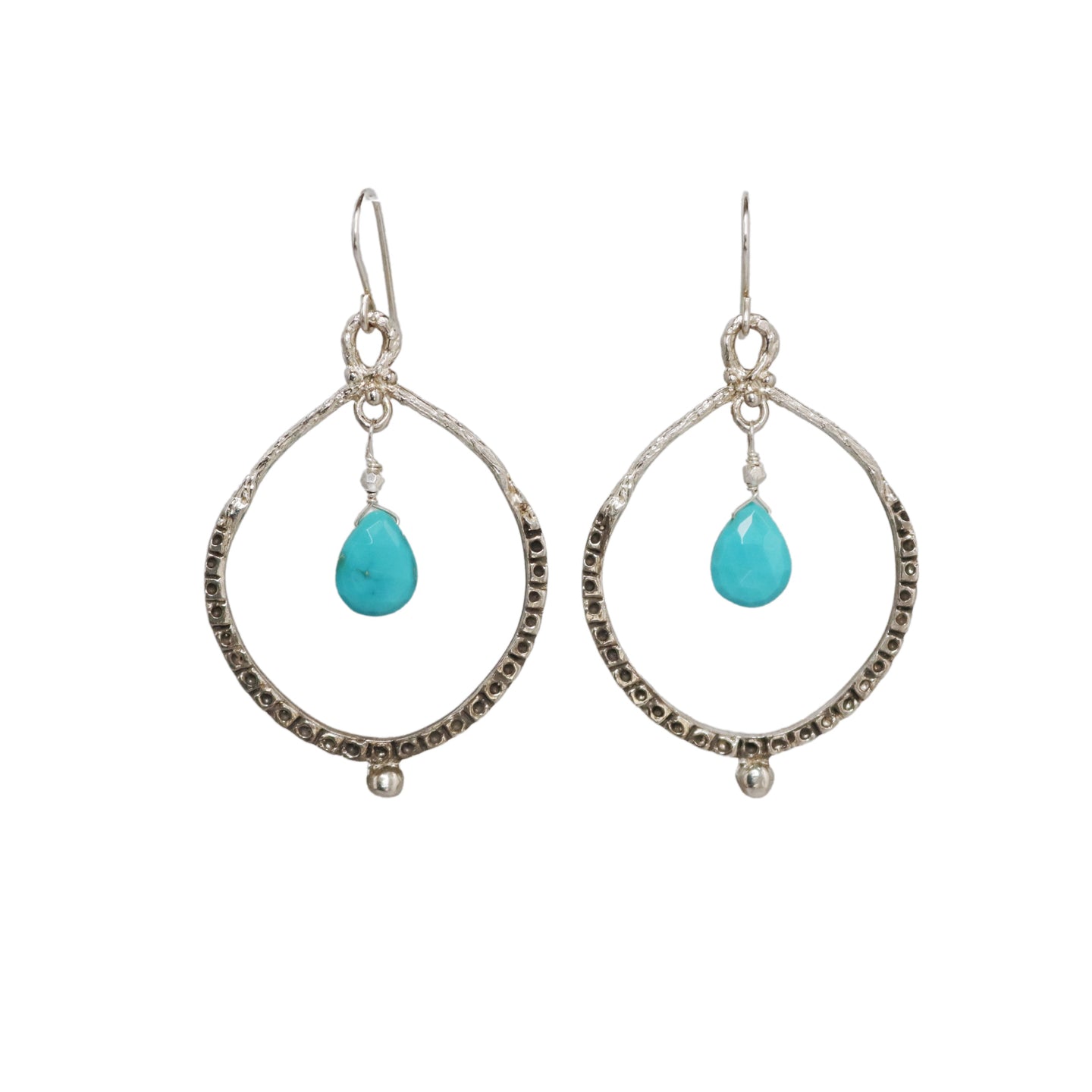 Empress Hoop Earrings in Silver and Turquoise