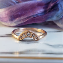 Load image into Gallery viewer, Rhea Crown Ring, White Sapphires, 10k Rose old, Size 5.75, Diamond Alternative