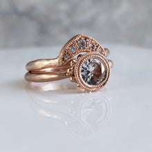 Load image into Gallery viewer, Rhea Crown Ring, White Sapphires, 10k Rose old, Size 5.75, Diamond Alternative