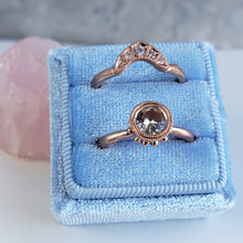 Load image into Gallery viewer, Beaded Tulip Ring, White Sapphire, 10k Rose Gold, Size 6.5