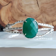 Load image into Gallery viewer, Agate Snake Cuff, Sterling Silver