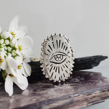 Load image into Gallery viewer, Oval Sacred Eye Ring, Sterling Silver