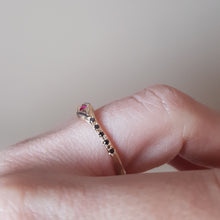 Load image into Gallery viewer, Ouroboros Snake Ring , Ruby and Black Diamond Ring ,Size 6 , 14k Yellow Gold