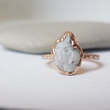 Load image into Gallery viewer, White Flame, Rough White Sapphire, 10k Rose Gold, Size 6.