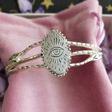 Load image into Gallery viewer, Sacred Eye Snake Cuff, Sterling Silver