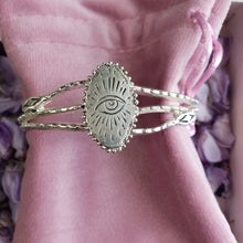 Load image into Gallery viewer, Sacred Eye Snake Cuff, Sterling Silver
