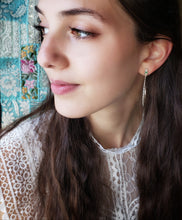 Load image into Gallery viewer, Silver Snake Hoop Earrings with Tsavorite Accent Stones