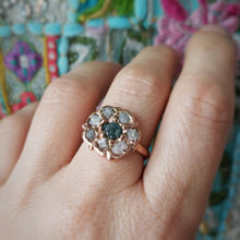 Load image into Gallery viewer, Rose Cluster Rough Diamond Engagement Halo Ring, 10k Rose Gold