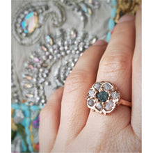 Load image into Gallery viewer, Rose Cluster Rough Diamond Engagement Halo Ring, 10k Rose Gold