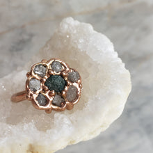 Load image into Gallery viewer, Rose Cluster Rough Diamond Engagement Halo Ring, 10k Rose Gold