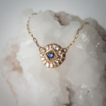 Load image into Gallery viewer, Mystic Eye Necklace in Blue Sapphire and 10k Yellow Gold