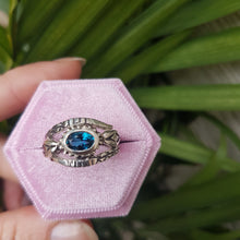 Load image into Gallery viewer, Snake Charmer Ring, Silver, Blue Topaz