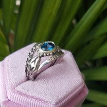 Load image into Gallery viewer, Snake Charmer Ring, Silver, Blue Topaz