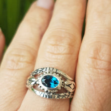 Load image into Gallery viewer, Snake Charmer Ring, Silver, Blue Topaz