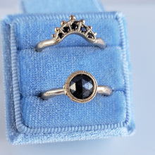 Load image into Gallery viewer, Beaded Tulip Ring, Rose Cut Black Diamond, 10k Yellow Gold, Size 5.75