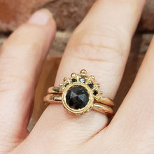 Load image into Gallery viewer, Beaded Tulip Ring, Rose Cut Black Diamond, 10k Yellow Gold, Size 5.75