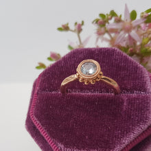 Load image into Gallery viewer, Beaded Tulip Ring, White Sapphire, 10k Rose Gold, Size 6.5