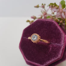 Load image into Gallery viewer, Beaded Tulip Ring, White Sapphire, 10k Rose Gold, Size 6.5