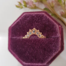 Load image into Gallery viewer, Rhea Crown Ring, White Sapphires, 10k Rose old, Size 5.75, Diamond Alternative