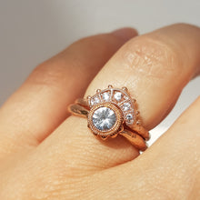 Load image into Gallery viewer, Rhea Crown Ring, White Sapphires, 10k Rose old, Size 5.75, Diamond Alternative