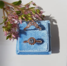 Load image into Gallery viewer, Beaded Tulip Ring, White Sapphire, 10k Rose Gold, Size 6.5