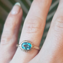 Load image into Gallery viewer, Blue Rose Cut Zircon Ring,10k Yellow Gold, size 7