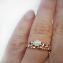 Load image into Gallery viewer, The Güell Crown Ring, Opal, Black Diamonds, 10k Rose Gold